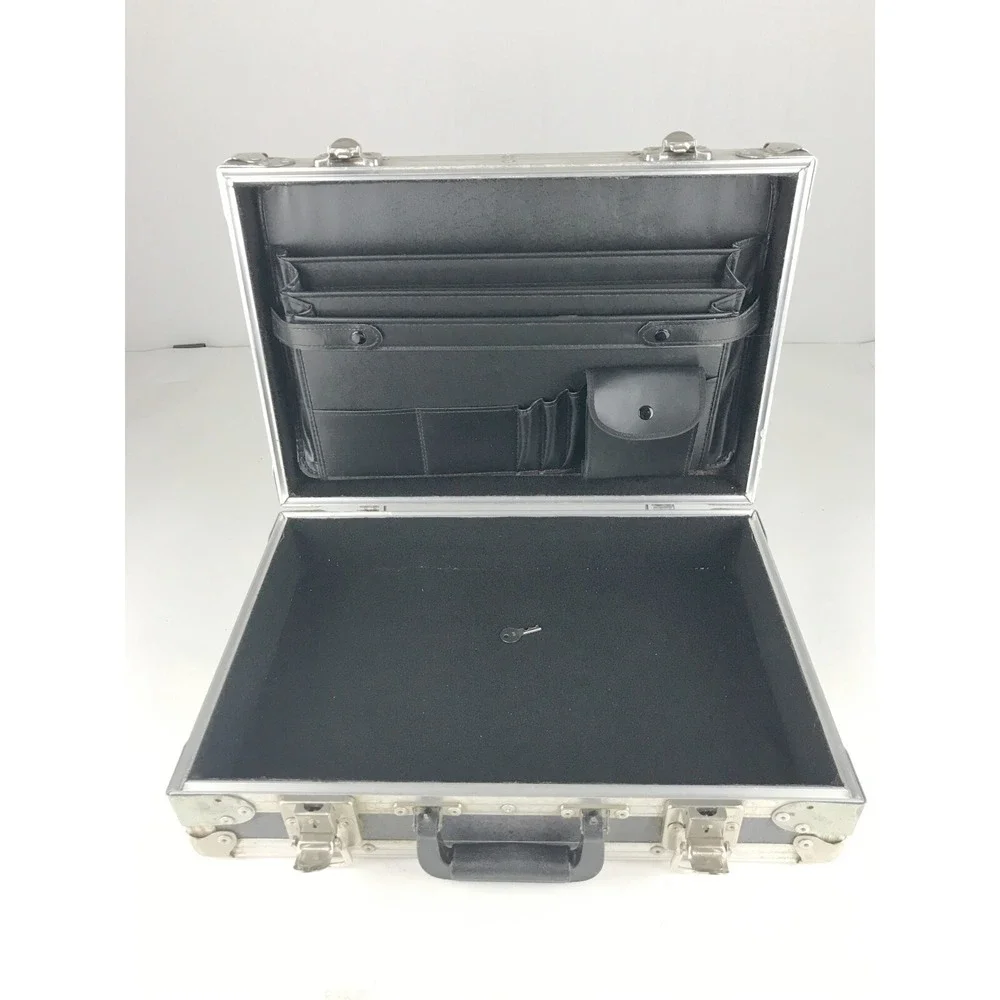 King Kase Unisex Gray Silver Inner Pockets Divider Top Handle‎ Briefcase Bag